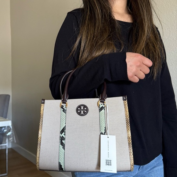 NWT Tory Burch blake canvas embossed small tote 163053 - Picture 13 of 14